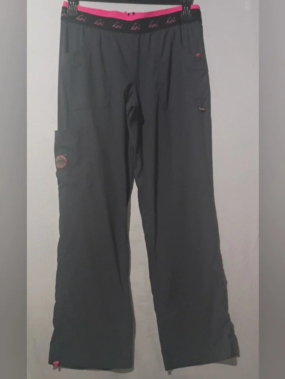 Koi Lite Slim Fit Mechanical Stretch Scrub Pants Women’s Medium Hot Pink Gray